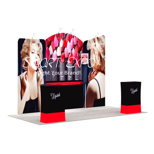 10x20 Design de exibição personalizado para exibição de publicidade com kits de quadro personalizado cor completa impresso gráficos