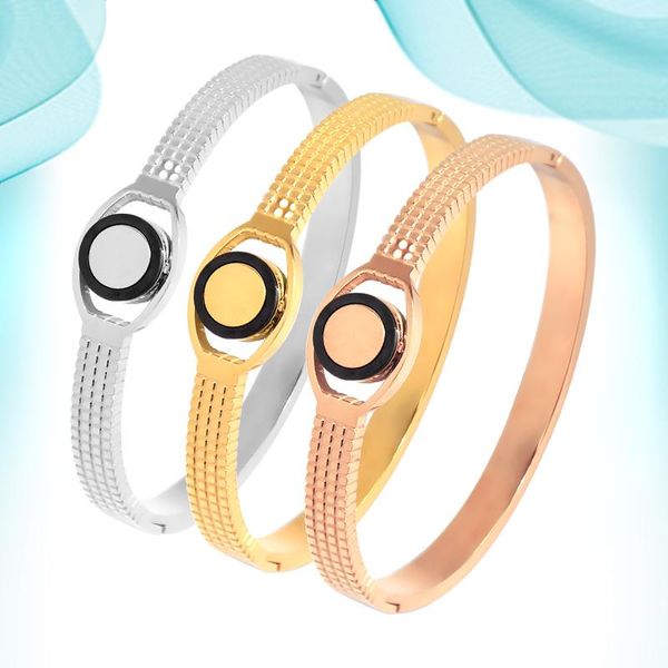 

bangle 2021 roman numeral plate bracelet simple non-snap bangles with creative design for women girls party gifts making supplies, Black
