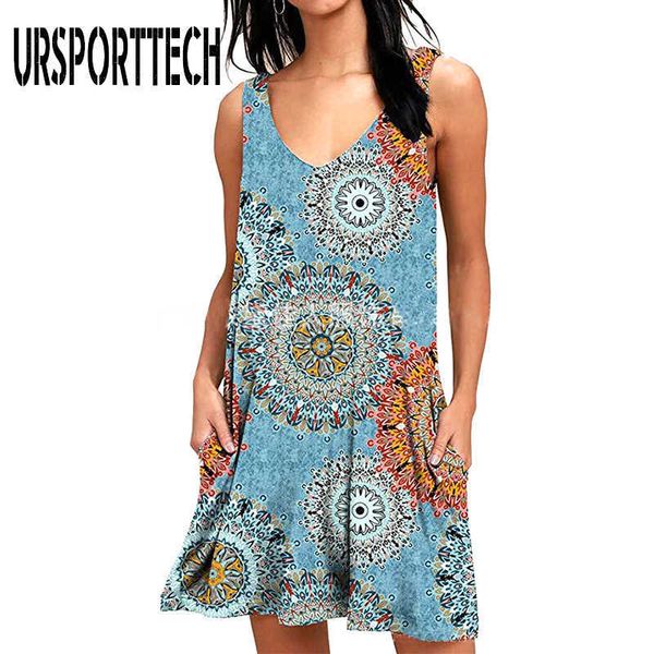 

women dress summer casual boho casual sleeveles mini dress elegant floral print knee-length dress for women lady dresses 210528, Black;gray