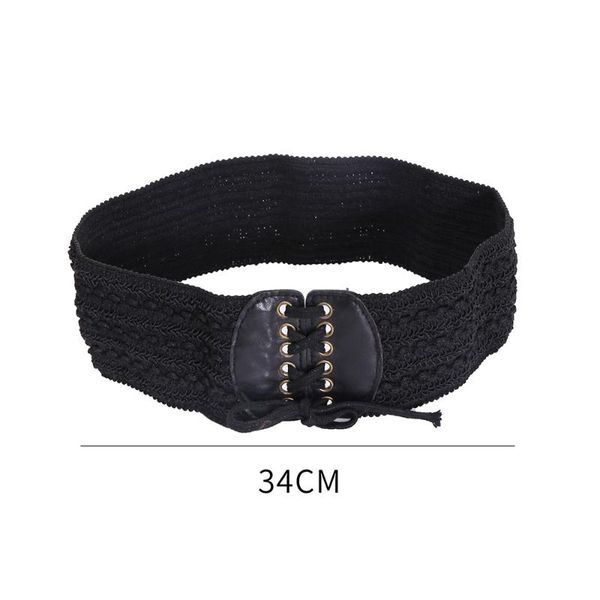 

belts vintage bandage elastic weave women straw waist belt female wiast accessories dress decoration strap 34cm, Black;brown