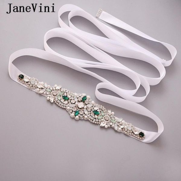 

wedding sashes janevini 2021 bling crystals vintage rinestone belt white ribbon bridal dress women satin sash accessories
