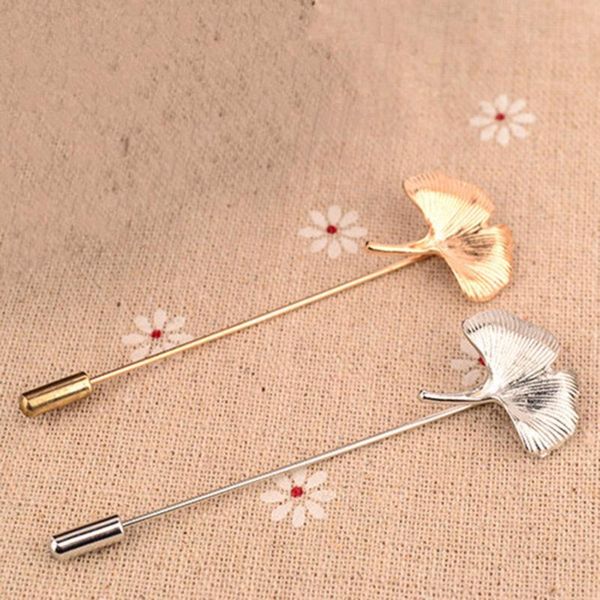 

pins, brooches vintage collar pins ginkgo biloba leaf lapel pin brooch men flower tassel chain bijoux, Gray