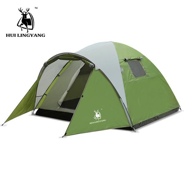 

3-4 people outdoor camping tent double 190t polyester cloth b3 mesh extra space 1 room and hall 2500mm waterproof cold weather tents shelter