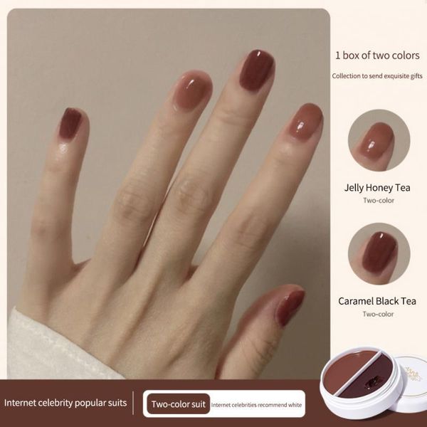 

nail gel two-color solid glue non-toxic long lasting canned cream easy to color fast-drying diy tslm1, Red;pink