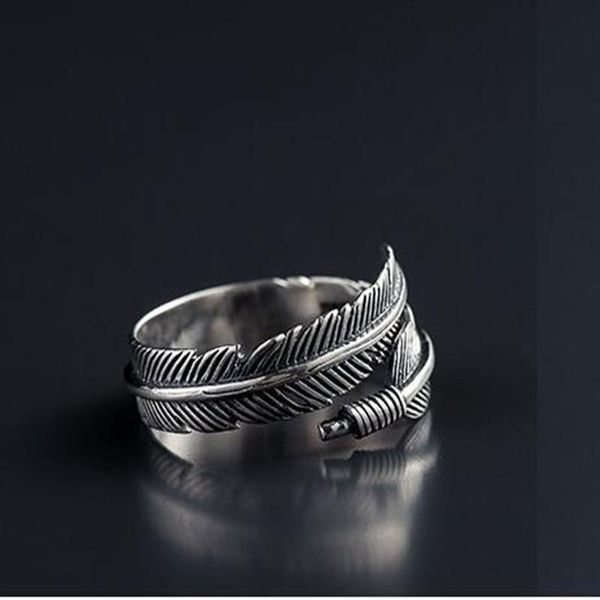 

cluster rings 2021 anillos anel 100% for feather wide surface design vintage thai jewelry open ring lover gift, Golden;silver