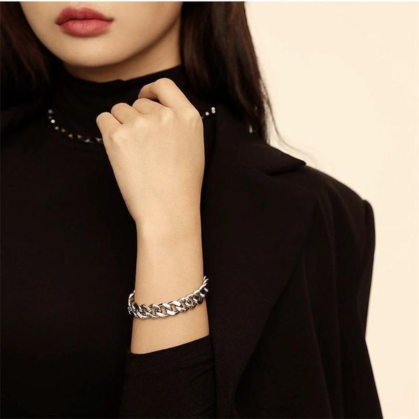 

chains 2021 fashion necklace female ins cuba stainless steel chain couple the titanium bracelet sautoir suit men and women, Silver
