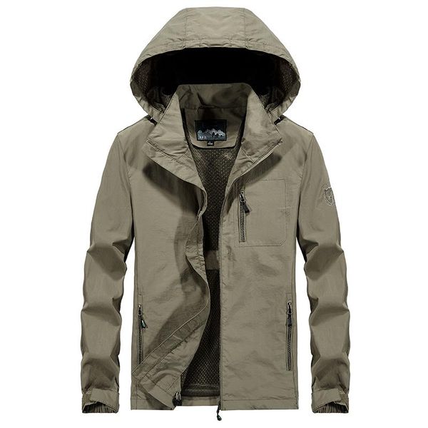 

men's jackets plus size 6xl 7xl summer thin breathable jacket men casual overcoat army military outdoor mens hooded coat zipper, Black;brown