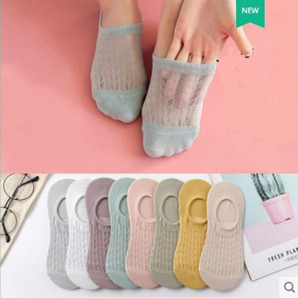 

women's thin breathable invisible non-slip shallow mouth socks & hosiery lw041 fashion lady gift girls net red ice silk cotton stocking, Black;white