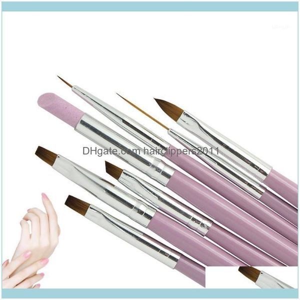 

kits art salon health & beauty7pcs nail brush set uv gel gradient liner acrylic painting pen cuticle pusher manicure tool kit t61 drop deliv