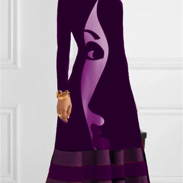 

long new abstract print sleeve stitching high neck dress, White;black