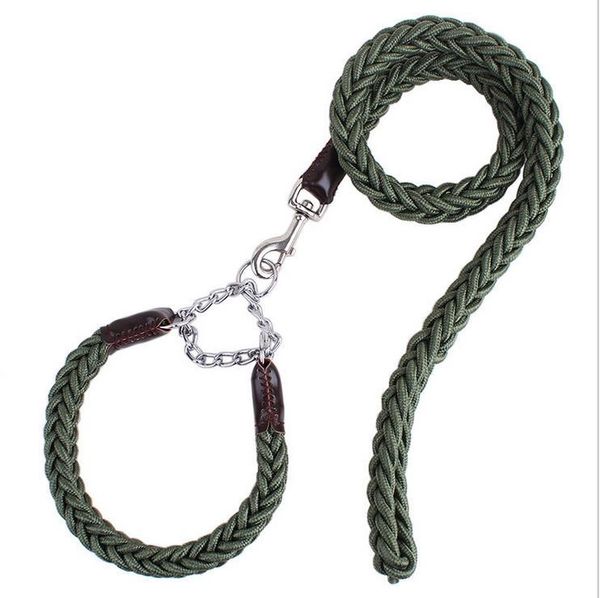 

pet bold leash training dog bite resistant long braided leash&collar adjustable for large big collars & leashes