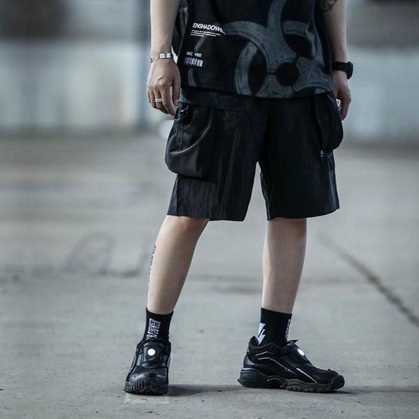 

metal light's feel enshadower shorts multiple pockets techwear streetwear ninjawear men's, White;black