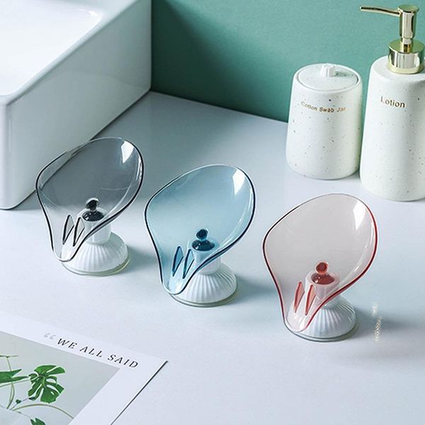 

soap dishes 1pcs leaf shape punch-box drain holder rack suction cup rotatable multifunction kitchen bathroom supplies gadgets