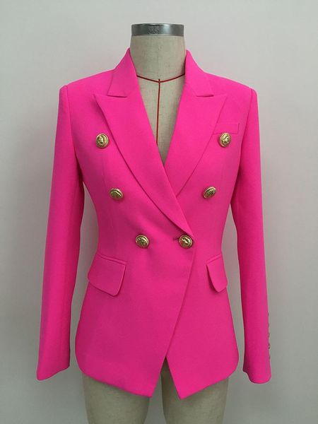 

women's suits & blazers 2021 stylish designe women neon pink green blue orange ginger blazer double breasted lion buttons jacket, White;black