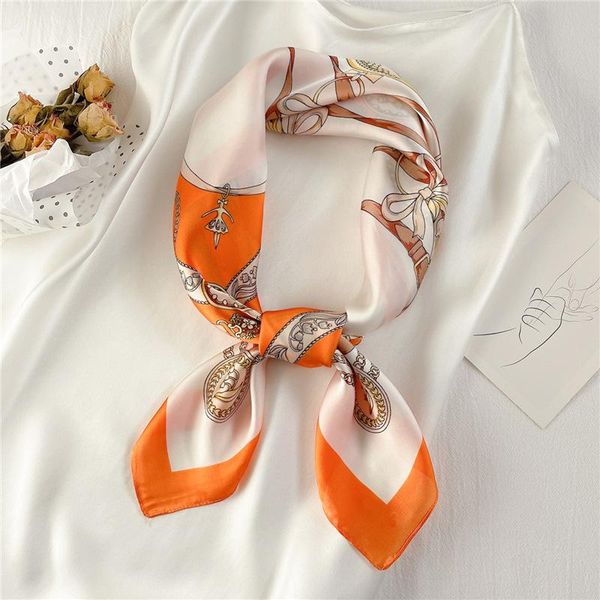 

scarves 2021 silk square scarf women satin bandana print bag head band fashion lady hair shawl and wrap female neckerchief hijab, Blue;gray