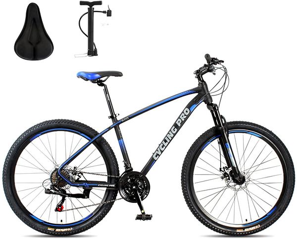 

mountain bike for adults, 17 inch aluminum frame size 21 speeds 27.5-inch wheels,full suspension disc brake front and rear brakes
