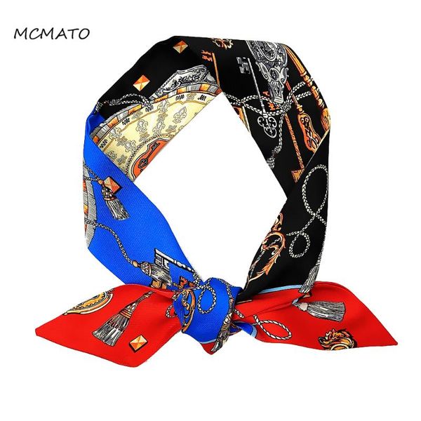 

scarves brand tassel print strap scarf womens silk fashion head headwear long bag accessories ribbon for four seasons selling, Blue;gray