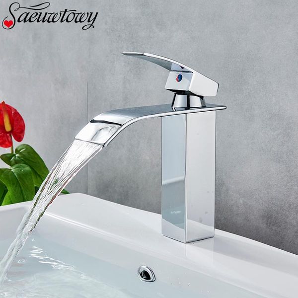 

bathroom sink faucets waterfall chrome basin faucet &cold water mixer single handle hole tap torneira para banheiro