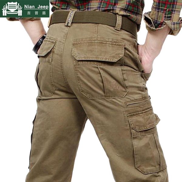 

military cargo pants men brand cotton combat multi-pocket outwear work straight trousers tactical male 30-44 men's, Black