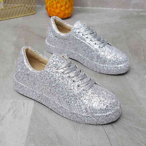 

dress shoes women vulcanize sneakers bling girl glitter casual female breathable lace up outdoor sport qrrr, Black