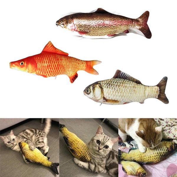 

cat toys pet soft plush 3d fish shape chewing electric usb charging simulation toy