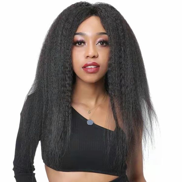 Italiano yaki perucas de cabelo humano para mulheres negras 10a grau 150 densidade kinkys reta rendas dianteira peruca italiana-yaki-peruca pré arrancada