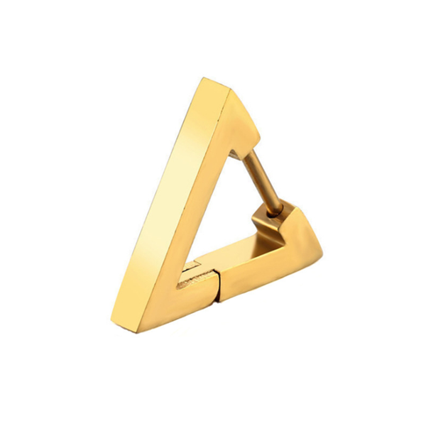 

stud 1pc fashion simple geometric triangle punk rock stainless steel men women ear earring pierced push-back, Golden;silver