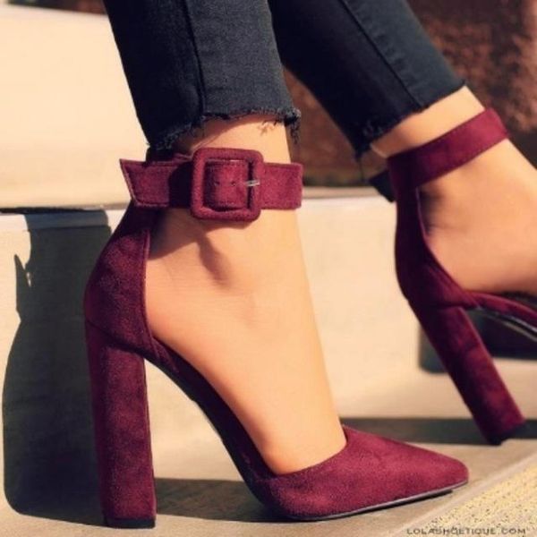 

dress shoes woman wedding brand strap heels classic heeled sandals .5cm ladies red pointed platform pumps, Black