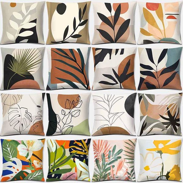 

abstract art plant with printed square pillowcase home decoration car sofa cushion cover 45*45cm decorative pillows cushion/decorative pillo