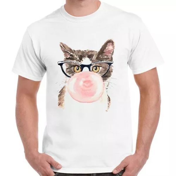 

cat with gum funny art retro monroe vintage tee ladies t shirt 2818, White;black