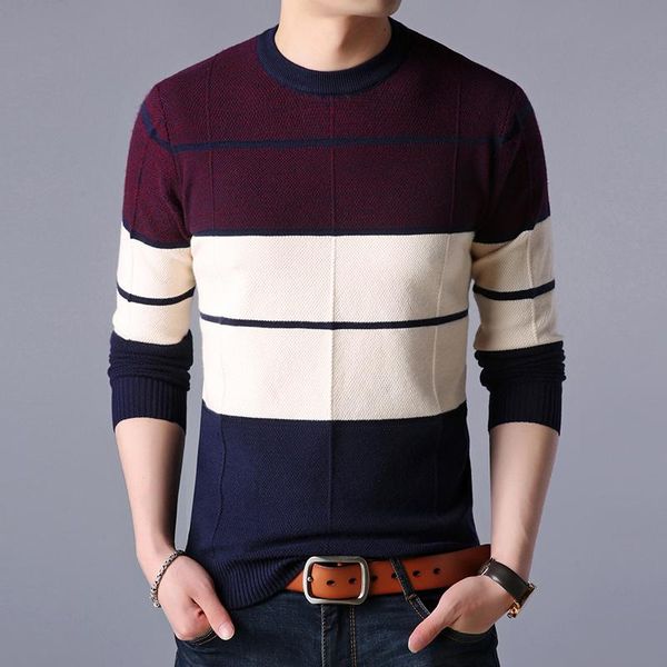 

men's sweaters 2021 fashion brand sweater men pullover o-neck slim fit jumpers knitwear woolen striped winter korean style casual cloth, White;black