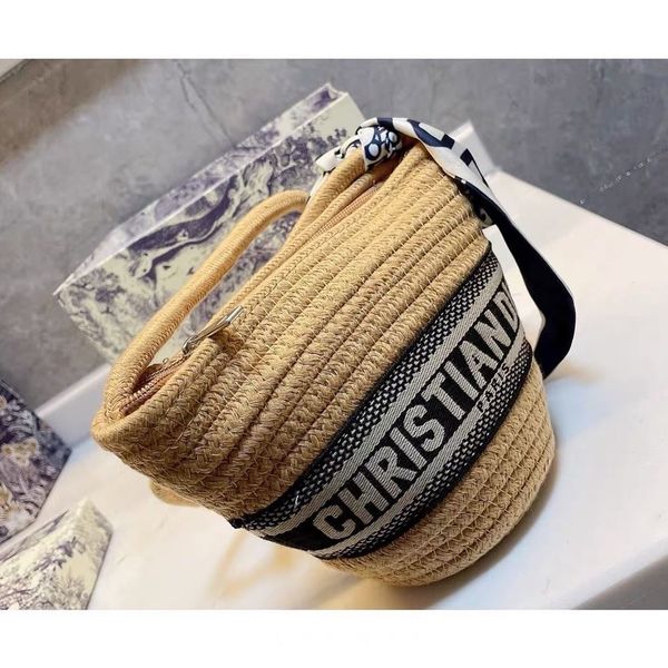 

lafite straw woven women's summer bucket bag with d family food basket