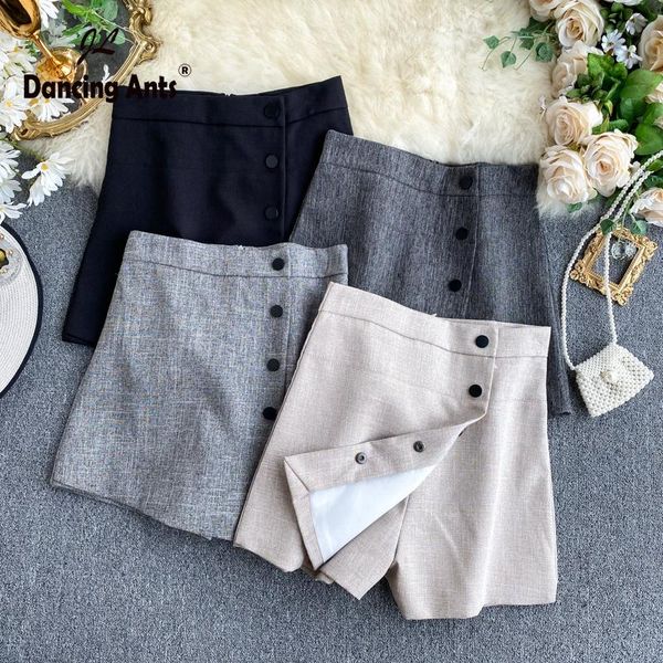 

women's shorts woman a-line high waist skirt harajuku office lady single breasted skinny female slim skirts 2021 spring fashion, White;black