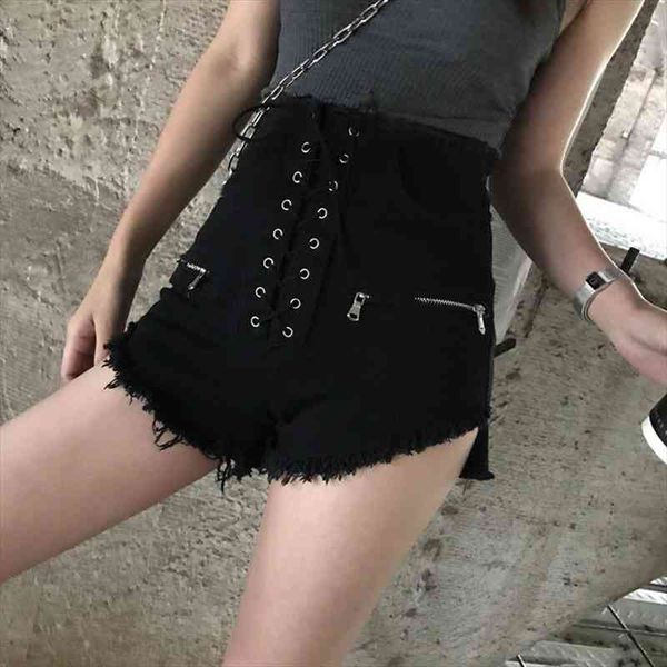 

dasswei summer denim women shorts high waist super jeans cool streetwear korean style fashion, White;black