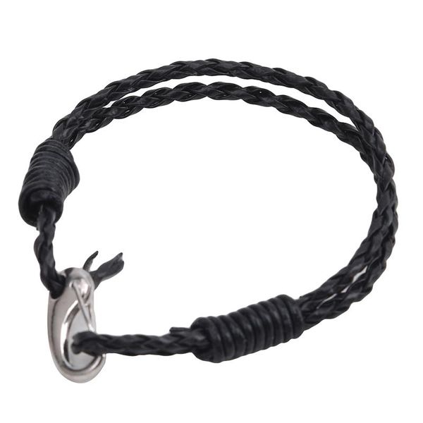 

fashion bracelet men braided genuine leather 2-strand cuff with stainless steel clasp bracelets jewelry charm, Golden;silver