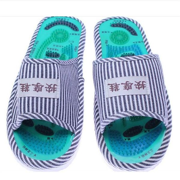 

acupressure points massage shoes magnet reflexology slippers men womens pain relief foot care anti-slip health sole slides, Black