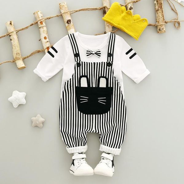 

clothing sets hylkidhuose autumn baby girls boys t shirt stripe pants toddler infant clothes outfit children kids sportswear, White