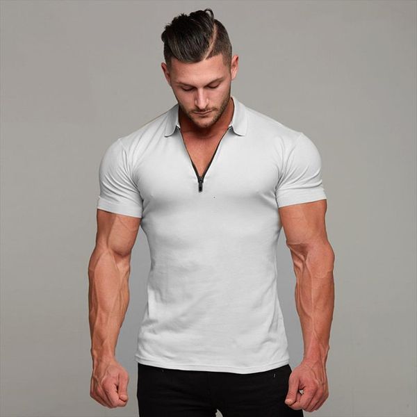 

brand short sleeve shirts mens polo cotton casual fitness fashion shirt clothing trend sport, White;black