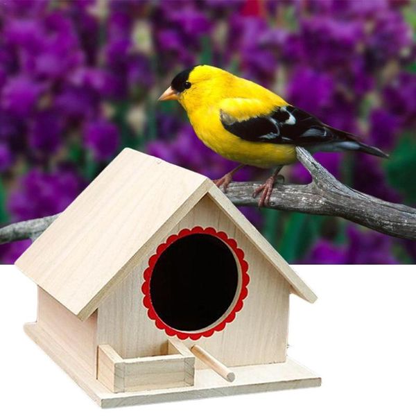 

wooden bird house small outdoor garden parrot nest diy breeding box cages