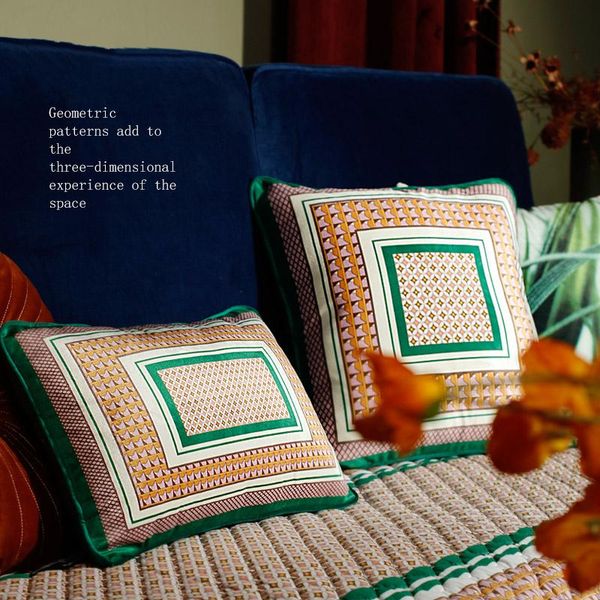 

cushion/decorative pillow 45x45/30x45cm green orange geometric cushion cover houndstoot velvet throw pillowcase sofa waist backrest