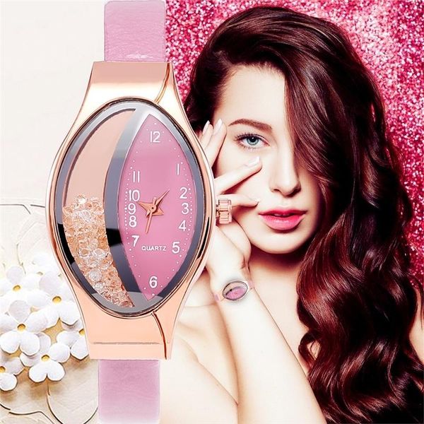 

wristwatches elegant women watches crystal oval dial quartz wrist ladies watch leather strap gift relogio feminino, Slivery;brown