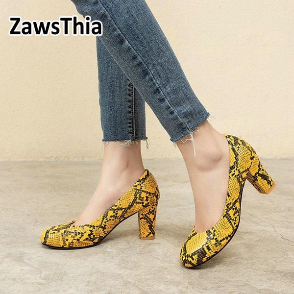 

dress shoes zawsthia 2021 spring summer snake skin print woman high heels office career lady pumps party stilettos size 47, Black