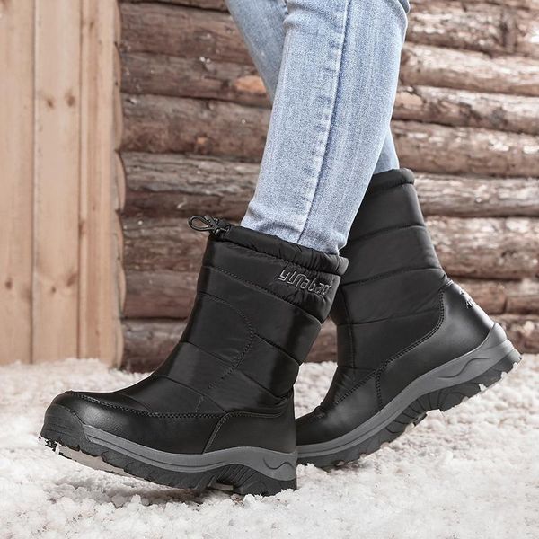 

boots 2021 snow women black outdoor mid-tube winter warmth and velvet flat bottom non-slip wear-resistant cotton shoes