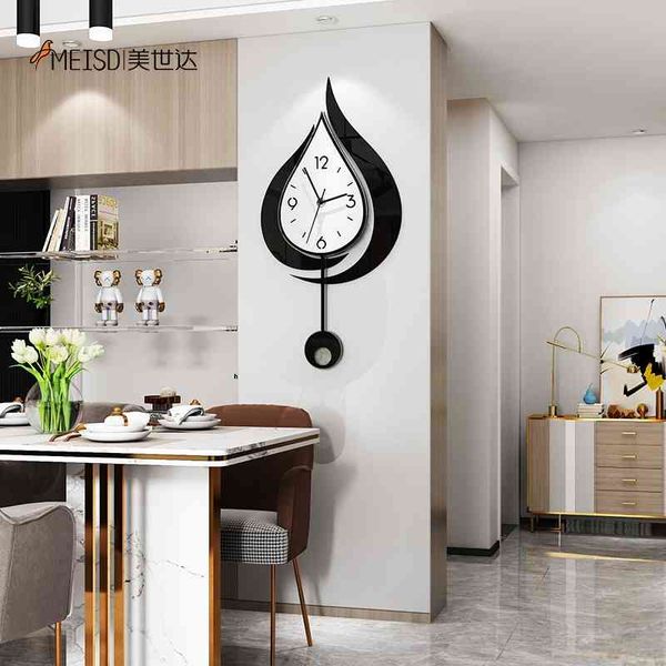 Stanzfreie DIY Wassertropfen schwingbare große Wanduhren Modernes Design Kreative Stille Wohnzimmer Küche Dekoration Acryluhr 210401