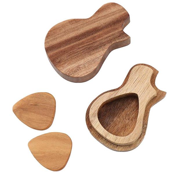 

handmade wooden guitar pick box and picks plectrum storage accessories guitarra bags