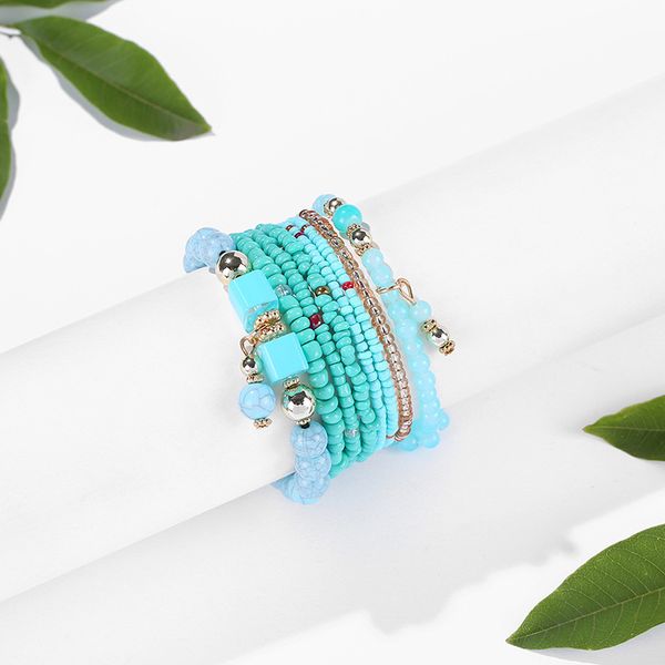 

selling popular bracelet bohemian rice bead style multi-layer bracelet creative pine beads, Black