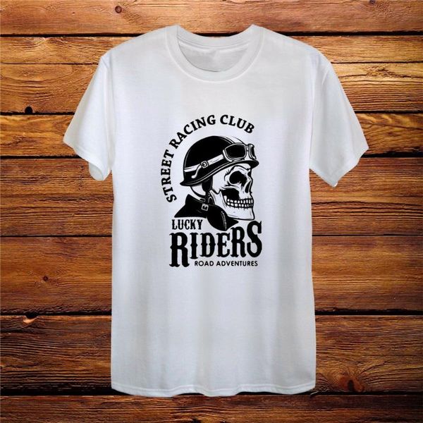 

men's t-shirts street racing biker skull motorcycle t-shirt men women fitted gift funny tee shirt, White;black