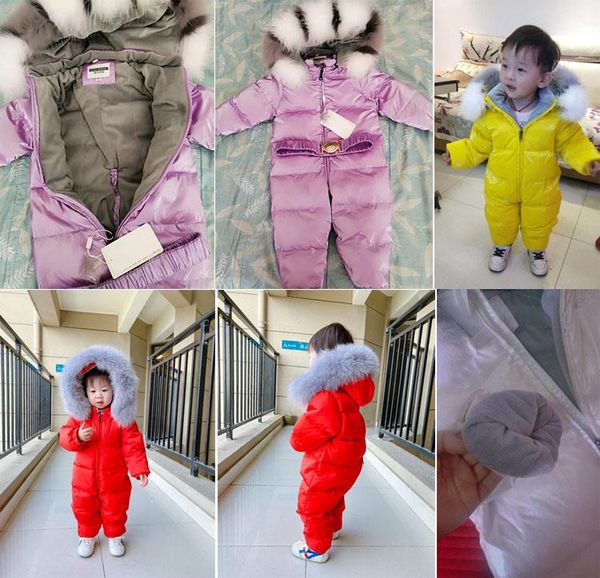 

jumpsuits baby down ski suit with heavy for winter born boys and girls out holding children's onesie -30 degree, Blue