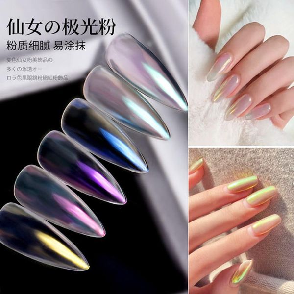 

nail glitter crystal fire opal flakes sequins purple holographic diy chrome powder for spring nails manicure paillettes, Silver;gold