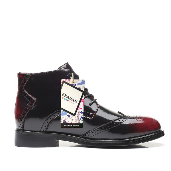 

big size oxford british men leather boots pointed business wedding ankle boots men chelsea boots gentleman brogue, Black